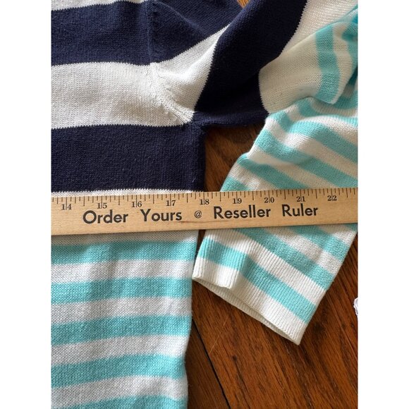 Lilly Pulitzer Womens Striped Cotton Sweater S Blue White/Aqua - Picture 9 of 9
